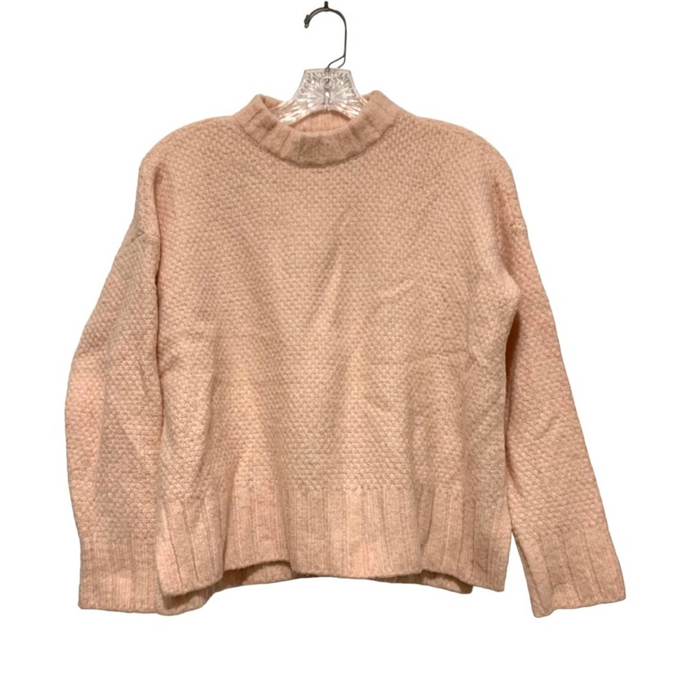 LOU & GREY Knit Mock Neck Alpaca Sweater in Peach Pink